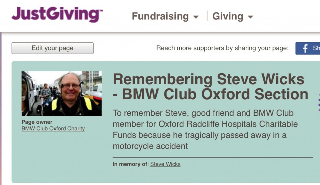 Just Giving collection in memory of Steve Wicks