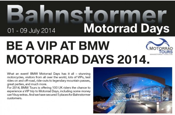 BMW Motorrad Days Bahnstormer Offer